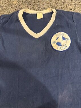 Vintage Soccer Patch Tee in Navy and Cream